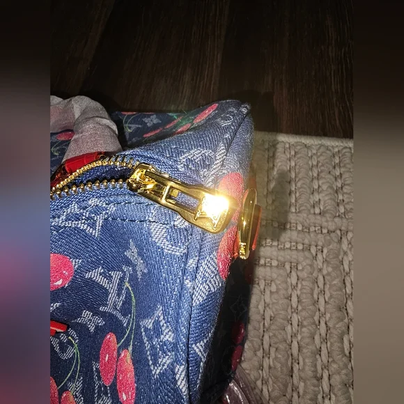 CUTE DENIM BAG Large SPEEDY Denim Cherries LV X TM MURAKAMI - Picture 6 of 17